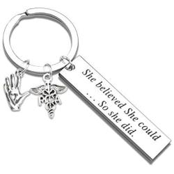 LLsuy PA Physical Therapy Assistant Gift PA Graduation Gift She Believed She Could So She Did Medical Caduceus Keychain