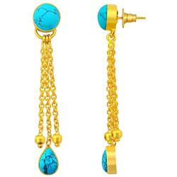 Orchid Jewelry 9 Ct Blue Turquoise Brass Dangle Earrings Birthday Gifts For Women