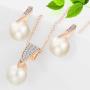 YAZILIND Imitation Pearl Pendant Necklace Stud Earrings Women Jewelry Sets Elegant Dainty Party Accessories