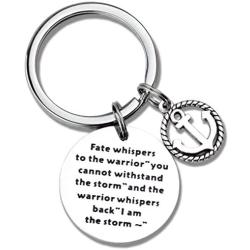 Kivosiiviz Encouragement Keychain Inspirational Gifts I am The Storm Fate Whispers to The Warrior Keyring Motivating Keychain