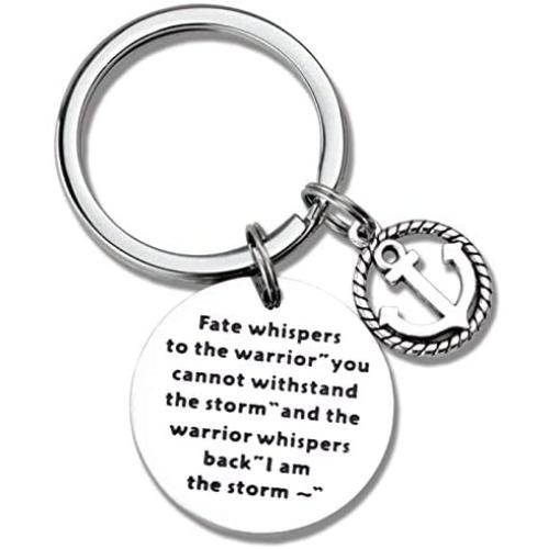 Kivosiiviz Encouragement Keychain Inspirational Gifts I am The Storm Fate Whispers to The Warrior Keyring Motivating Keychain
