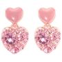 Falasoso Pink Stud Earrings For Women, Titanium Cubic Zirconia Hypoallergenic Heart Dangle Crystals 925 Sterling Silver Cute Earrings For Girls