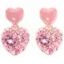 Falasoso Pink Stud Earrings For Women, Titanium Cubic Zirconia Hypoallergenic Heart Dangle Crystals 925 Sterling Silver Cute Earrings For Girls
