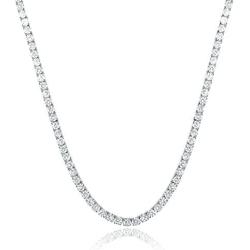 GEMSME 18K White Gold Plated 4.00mm Round Cubic Zirconia Classic Tennis Necklace 18 Inch