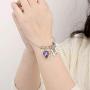 Memorjew Charm Bracelets for Women Girls, Crystal Heart Initial Charm Bracelets for Women Girls Jewelry Mothers Day Valentines Birthday Teen Girls Gifts, Flower Girl Bridesmaid Gifts for Wedding