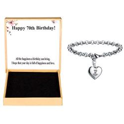 SANNYRA Happy Birthday Gifts Bracelet Heart Charm Alphabet Bracelet Gift for Women Girls 11st 12th 13th 14th 15th 16th 17th 18th 19th 20th 21th 25th 30th
