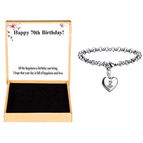 SANNYRA Happy Birthday Gifts Bracelet Heart Charm Alphabet Bracelet Gift for Women Girls 11st 12th 13th 14th 15th 16th 17th 18th 19th 20th 21th 25th 30th