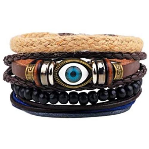 SBI Jewelry Leather Wrap Bracelet Adjustable Braided Bracelets for 4 Friendship Bracelet Gift for Women Girls Men