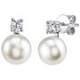 THE PEARL SOURCE 7-8mm Genuine White Freshwater Cultured Pearl & Cubic Zirconia Rosalie Earrings for Women