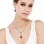 EVER FAITH Austrian Crystal Zircon Wedding Teardrop Necklace Earrings Set Ruby Color Silver-Tone EVER FAITH Austrian Crystal Zircon Wedding Teardrop Necklace Earrings Set Ruby Color Silver-Tone