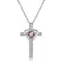 Sterling Silver Genuine or Synthetic Gemstone Heart in Cross Necklace for Women Girls Sterling Silver Genuine or Synthetic Gemstone Heart in Cross Necklace for Women Girls