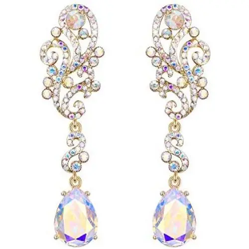 BriLove Womens Wedding Bridal Crystal Floral Scroll Chandelier Dangle Earrings BriLove Womens Wedding Bridal Crystal Floral Scroll Chandelier Dangle Earrings