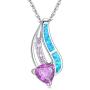 CiNily Heart Pendant Necklace 14K White Gold/Rose Gold Plated Opal Jewelry for Women Girls