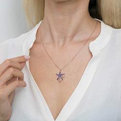 ENZOMAR 3 Star Necklaces for Women - Amethyst Crystal Necklace, Rose Gold Necklaces for Women, Wedding Anniversary, Necklaces for Teen Girls, Little Girls Jewelry, Healing Crystal Necklace