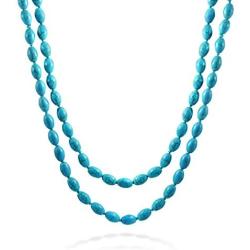 Bling Jewelry Extra Long Endless Wrapping Layering Beaded Sead Oval Shape Strand Purple Red Blue Turquoise Simulated Gemstone Necklace for Women 50 Inch