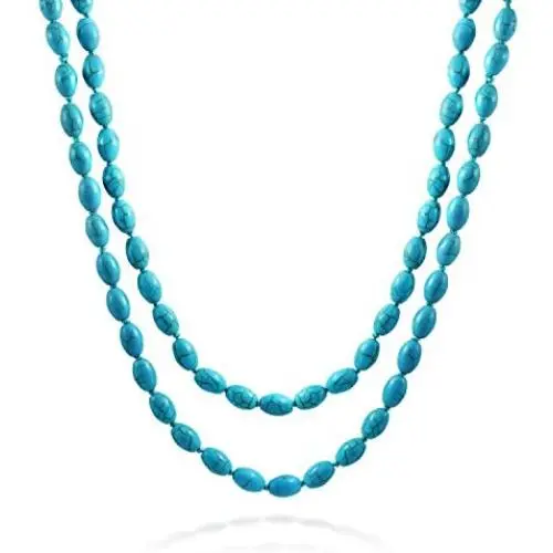 Bling Jewelry Extra Long Endless Wrapping Layering Beaded Sead Oval Shape Strand Purple Red Blue Turquoise Simulated Gemstone Necklace for Women 50 Inch Bling Jewelry Extra Long Endless Wrapping Layering Beaded Sead Oval Shape Strand Purple Red Blue Turquoise Simulated Gemstone Necklace for Women 50 Inch