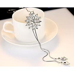Zealmer Women Long Rhinestone Imitaion Pearl Sweater Necklace