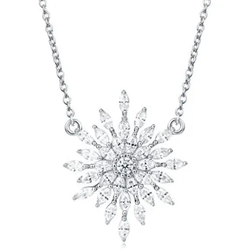 Carleen Sterling Silver Cubic Zirconia CZ Simulated Diamond Luxury Look Large Big Statement Snowflake Necklace Pendant Studs Earrings Jewelry For Women Girls Teens Carleen Sterling Silver Cubic Zirconia CZ Simulated Diamond Luxury Look Large Big Statement Snowflake Necklace Pendant Studs Earrings Jewelry For Women Girls Teens