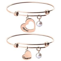 KUIYAI Mother Daughter Necklace Set of 2 Matching Heart Mom and Me Jewelry