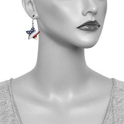 PammyJ American Flag Star Dangle Earrings
