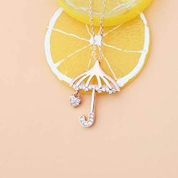 SEIRAA Umbrella Jewelry Umbrella Pendant Necklace Cubic Zircon Umbrella Necklace