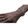 TFJ Women Fashion Jewelry Hand Chain Wrist Bracelet Flower Slave Ring Floral Beads Silver