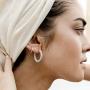 PAVOI 14K Gold Plated 925 Sterling Silver Lightweight Textured Hoop Earrings for Women | Gold Earrings for Women