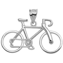 Bicycle Sports Charm Bike Pendant Necklace in 925 Sterling Silver