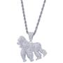 Moca Jewelry Hip Hop Iced Out Bling Ape Pendant Individual Necklace,14K Gold Plated Micro-Pave Simulated Diamond Punk Necklace with 24” Stainless Steel Rope Link Chain for Men Women