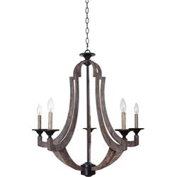 Craftmade 35125-WP Winton Candle Chandelier Lighting, 5-Light, 300 Watts, Weathered Pine (30''W x 31''H)