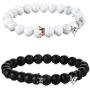 YADOCA 2 Pcs Magnetic Couples Bracelets for Women Men Beaded Matching Bracelets for Him and Her Connect Bracelet Crown Bracelet for Couple Valentine’s Day Gift Best Friend Bracelets Friendship