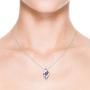 Shell Style Oval Amethyst and Diamond Pendant Necklace in Silver (4x3mm Amethyst)