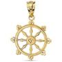 10k Gold Dharmachakra Wheel of the Dharma Buddhism Symbol Pendant