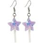 5 Pairs Cute Resin Star-shaped Lollipop Drop Earring Handmade Candy Color Simulation Food Dangle Earring