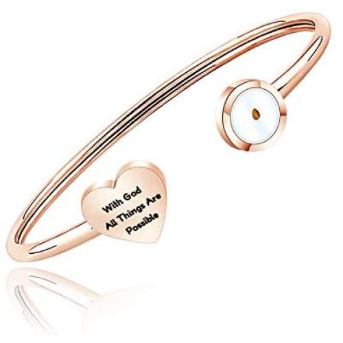 FAADBUK Christian Mustard Seed Bracelet Christian Gifts With God All Things Are Possible Mustard Seed Jewelry Bracelet Religious Gift Jewelry For Women Girl (With God Br-RG)