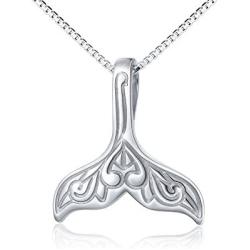 S925 Sterling Silver Jewelry Dolphin Mermaid Tail Pendant Necklace, Box Chain,18 inches