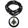Shiny Jewelers USA Mens Freemason Masonic Compass Pendant with 6mm/30 Wooden Bead Necklace