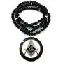 Shiny Jewelers USA Mens Freemason Masonic Compass Pendant with 6mm/30 Wooden Bead Necklace Shiny Jewelers USA Mens Freemason Masonic Compass Pendant with 6mm/30 Wooden Bead Necklace