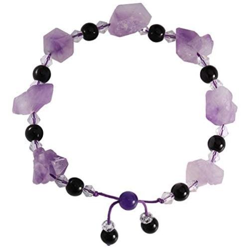 Jewever Natural Raw Amethystine bracelet Stretch Yoga Diffuse Energy Healing Crystals Gemstone Jewelry for Woman
