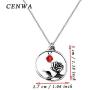 CENWA Beauty and The Beast Inspired Rose Necklace Enchanted Rose Inspired Necklace Beauty Fairy Tale Necklace