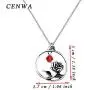 CENWA Beauty and The Beast Inspired Rose Necklace Enchanted Rose Inspired Necklace Beauty Fairy Tale Necklace