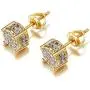 Iced Out Cubic Zirconia Screw Back 18k Gold Plated Round Stud Earring For Men and Women Hypoallergenic Earring TwoTone Micropave Hip Hop Jewelry SENTERIA