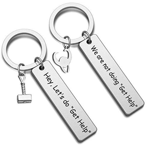 G-Ahora Thor Loki Friendship Jewelry Marvel Comic Inspired Keychain Gift for Friend Hey Lets Do Get Help Best Friends(get Help KR)