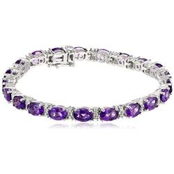 Jewelili Sterling Silver Round Diamond Accent Bracelet