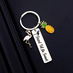 SIDIMELO Pineapple Jewelry Pineapple Keychain Stand Tall Be Sweet Keychain Flamingo Jewelry Tropical Inspirational Gift Pineapple Themed Gifts Stay Positive