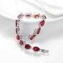 SELOVO Wedding Bridal Teardrop Bracelet Chain Link Cubic Zirconia Silver Tone