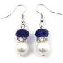 Avalaya White & Royal Blue Imitation Pearl Bead with Diamante Ring Necklace, Bracelet & Earrings Set (Silver Tone Metal) - 44cm L/ 4cm Ext Avalaya White & Royal Blue Imitation Pearl Bead with Diamante Ring Necklace, Bracelet & Earrings Set (Silver Tone Metal) - 44cm L/ 4cm Ext