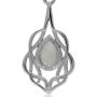Silvershake Natural Moonstone White Gold Plated 925 Sterling Silver Celtic Knot Drop Solitaire Pendant