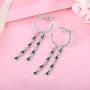 925 Sterling Silver Clustered Gemstone Dangle Drop Earrings for Women Girls Brides,Sapphire Emerald Earrings