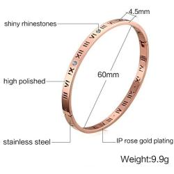 VNOX Stainless Steel Roman Numeral Bangle Bracelet Necklace Stud Earrings Women Grils Jewelry Set